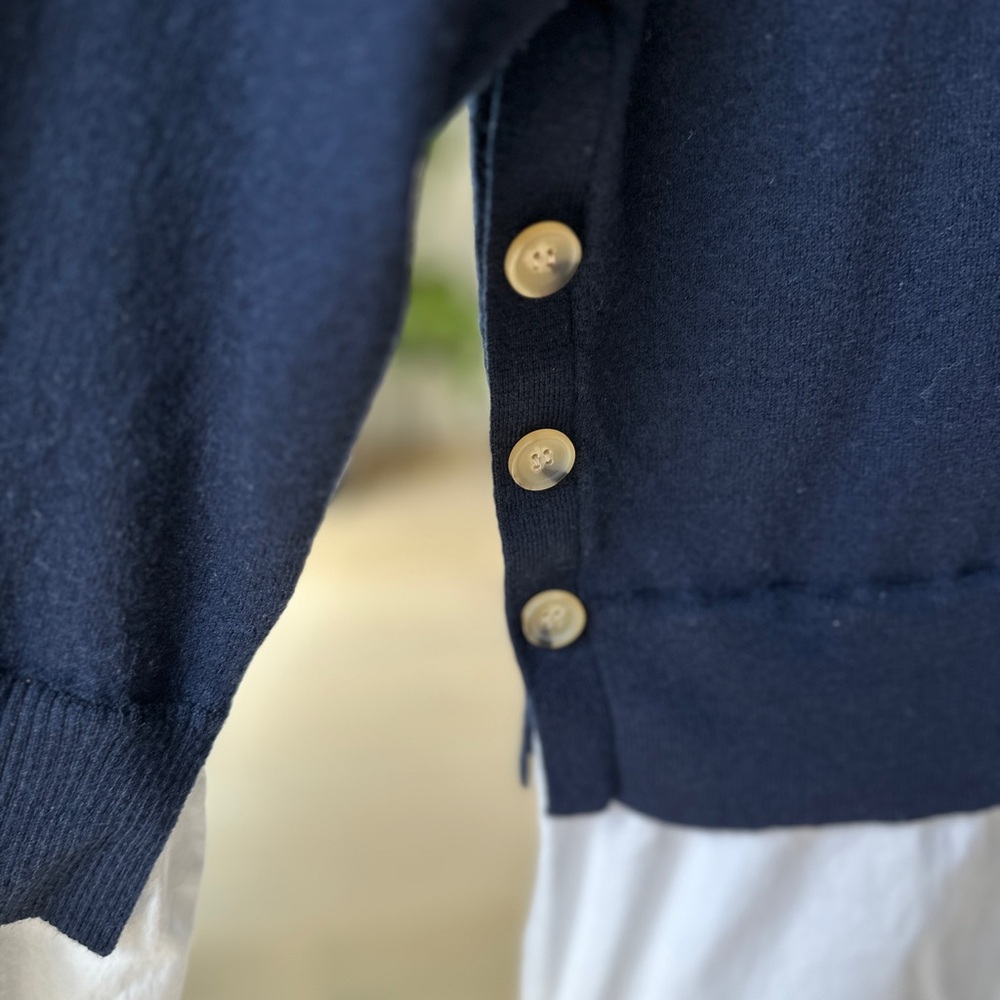 Veronica Beard dark blue and White Mixed Media Sweater - Picture 3 of 13